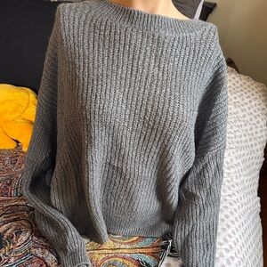 Elegant Charcoal Women's Crew Neck Sweater